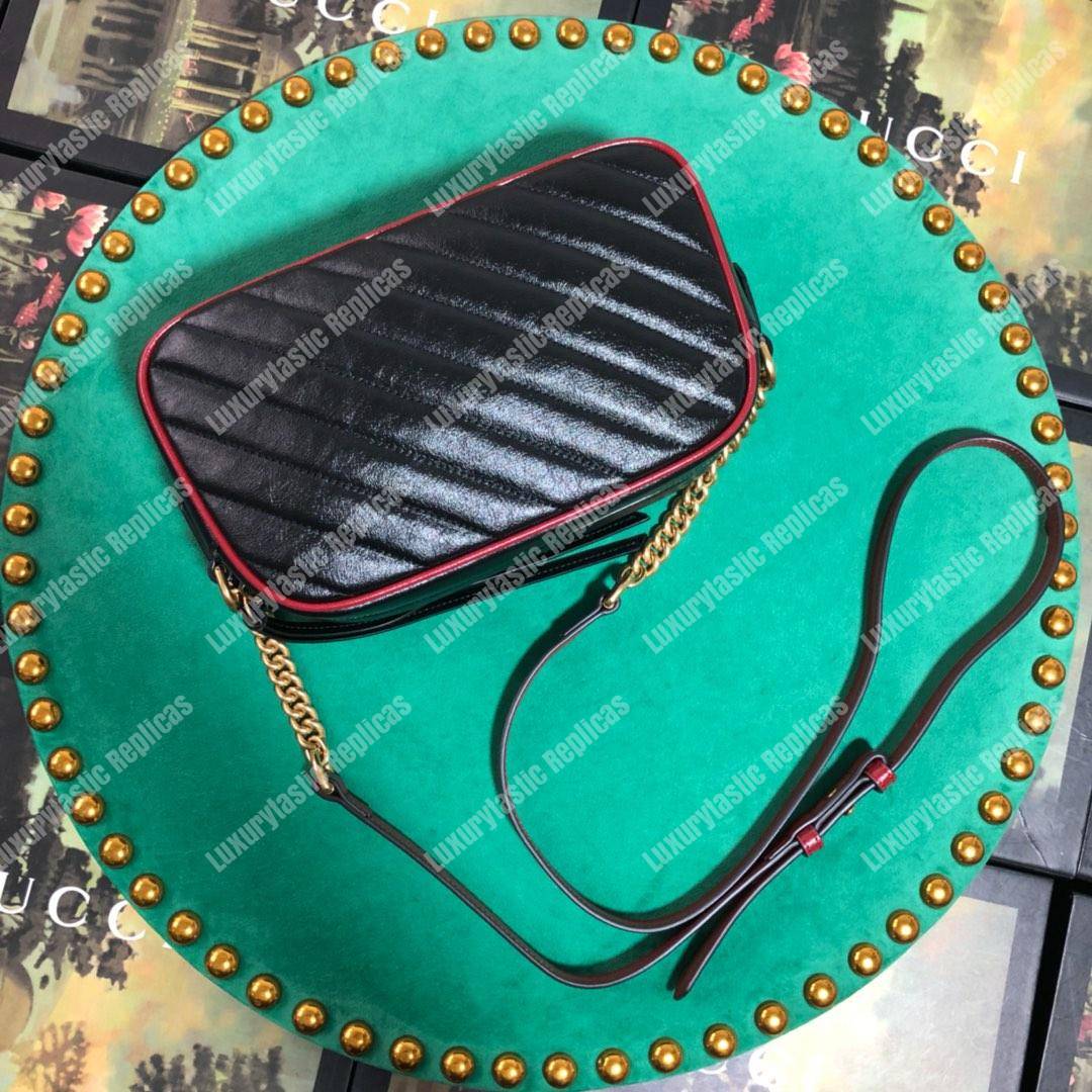 G*u*i gg marmont matelassé small shoulder bag black cerise