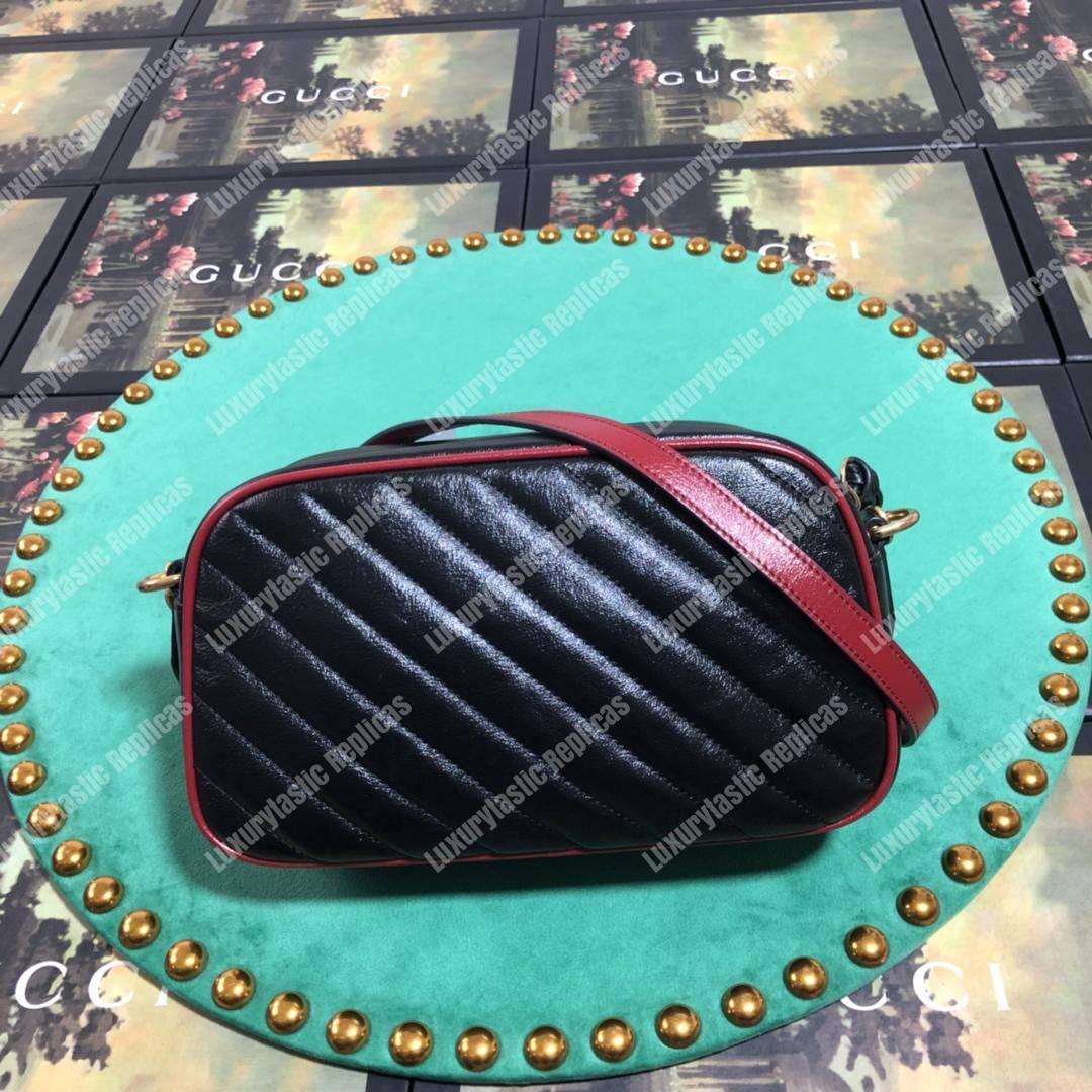 G*u*i gg marmont matelassé small shoulder bag black cerise