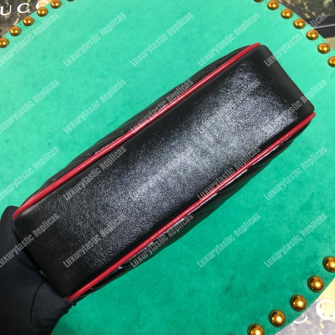 G*u*i gg marmont matelassé small shoulder bag black cerise