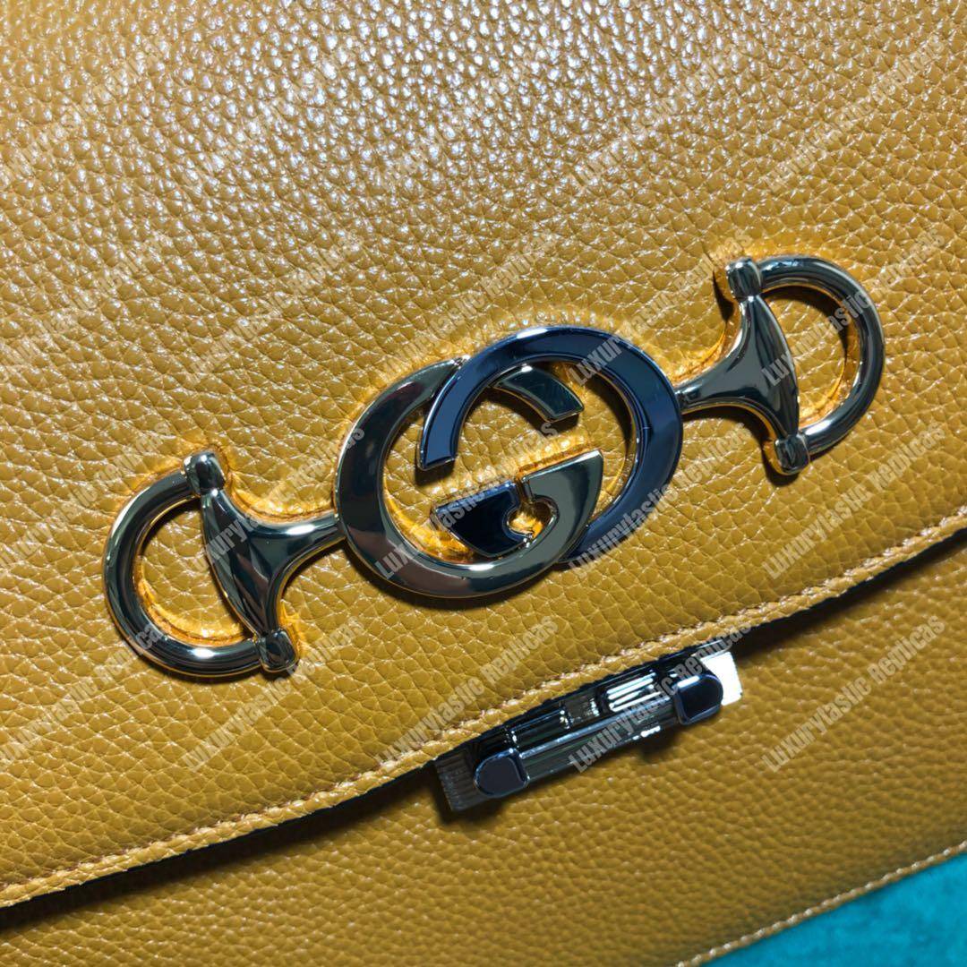 G*u*i zumi grainy leather small shoulder bag cognac