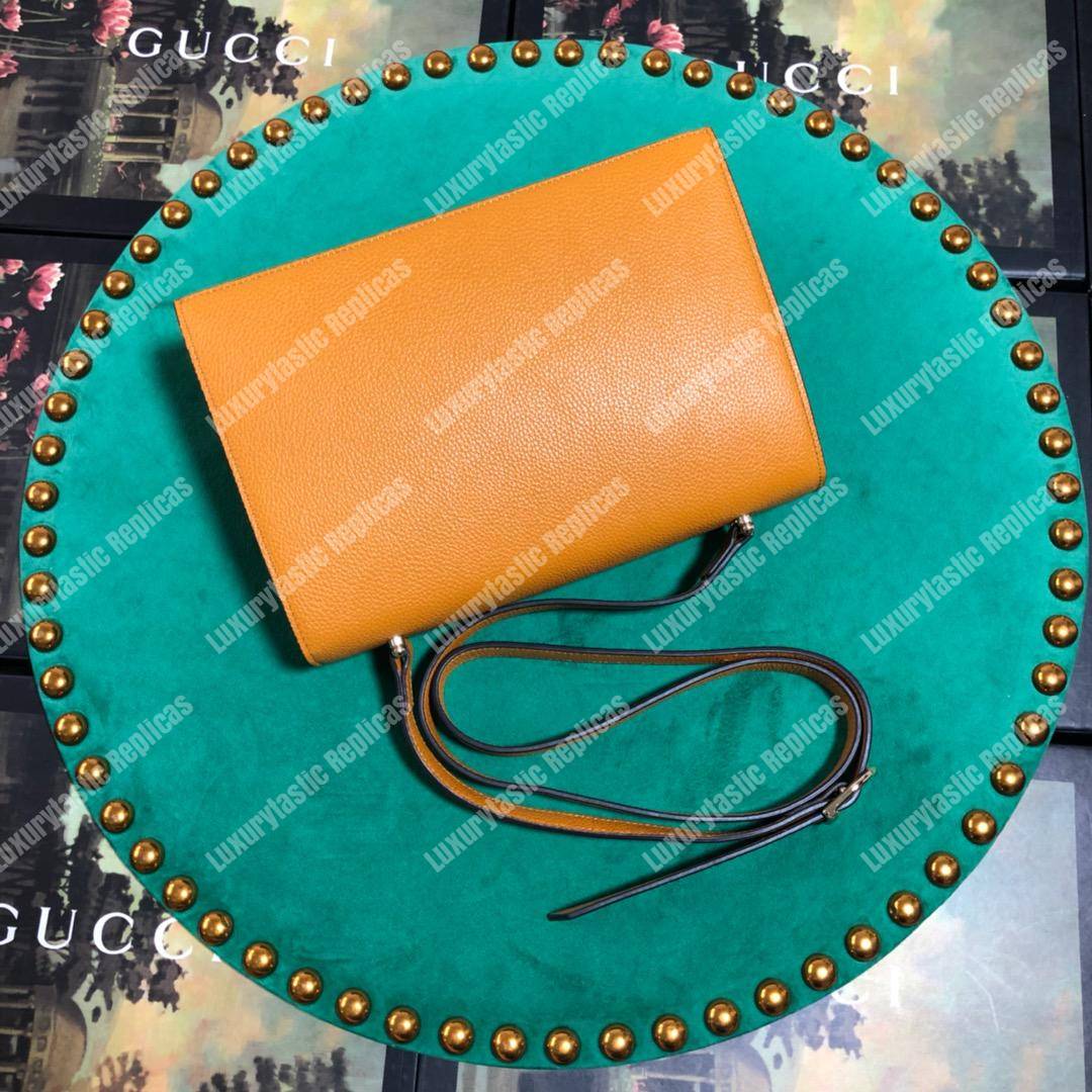 G*u*i zumi grainy leather small shoulder bag cognac