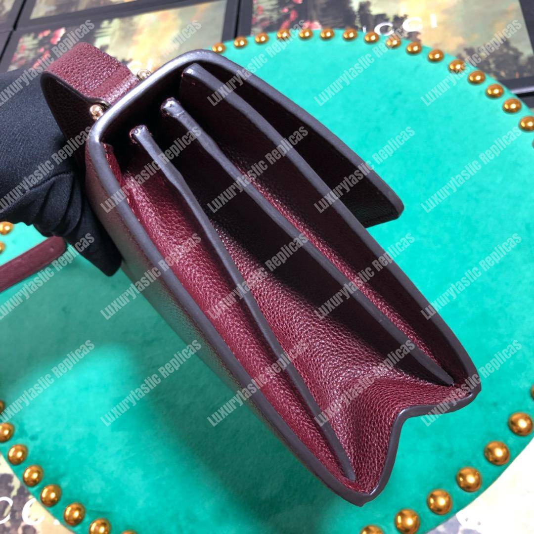 G*u*i zumi grainy leather small shoulder bag burgundy