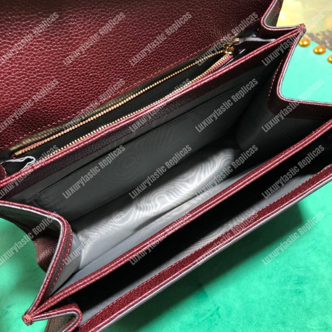 G*u*i zumi grainy leather small shoulder bag burgundy