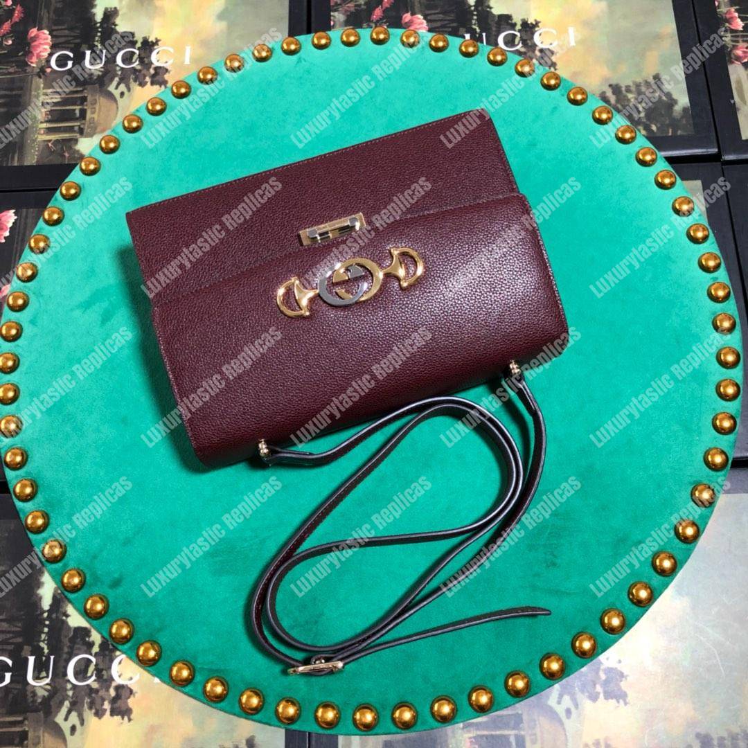 G*u*i zumi grainy leather small shoulder bag burgundy