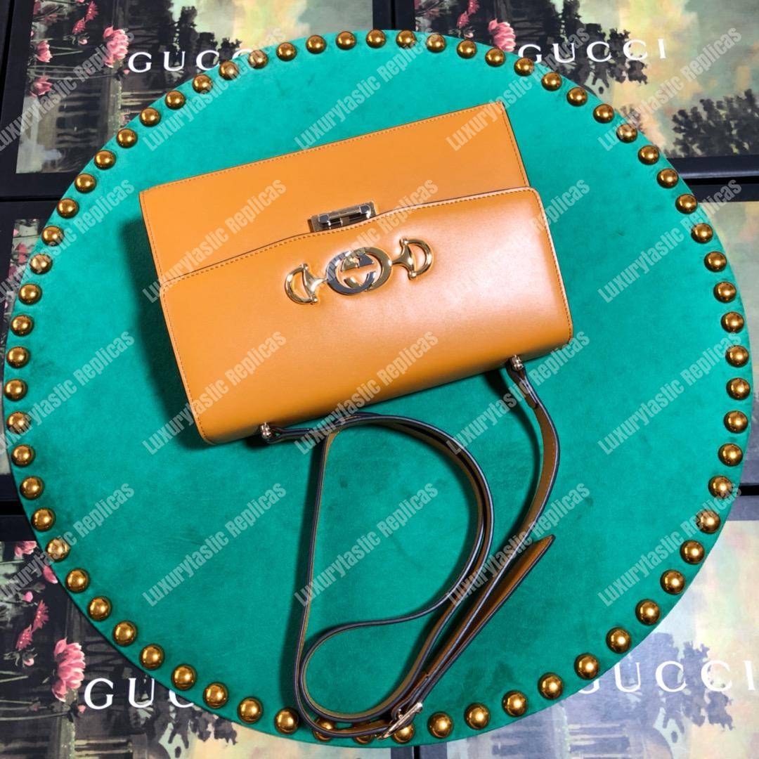 G*u*i zumi smooth leather small shoulder bag cognac