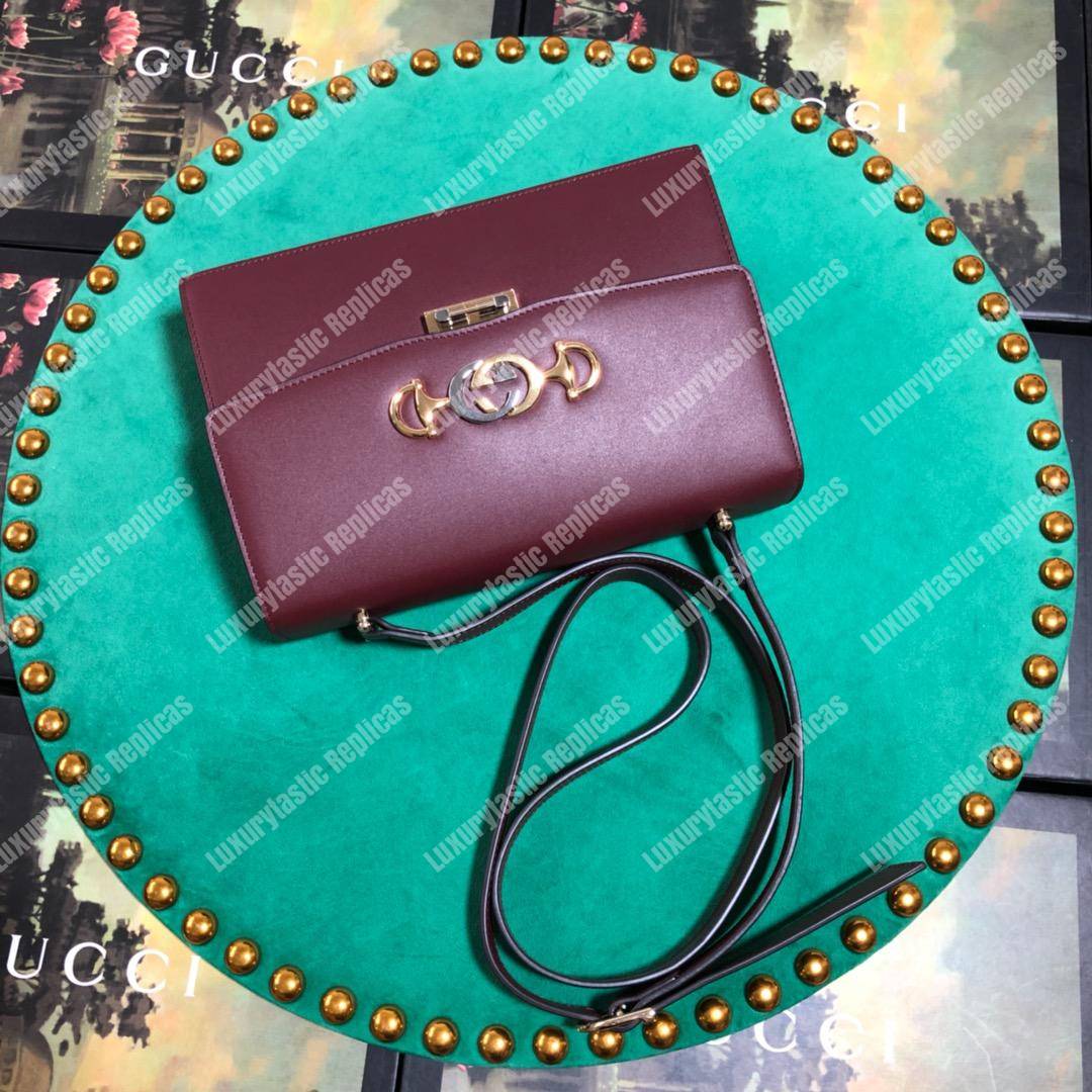 G*u*i zumi smooth leather small shoulder bag burgundy