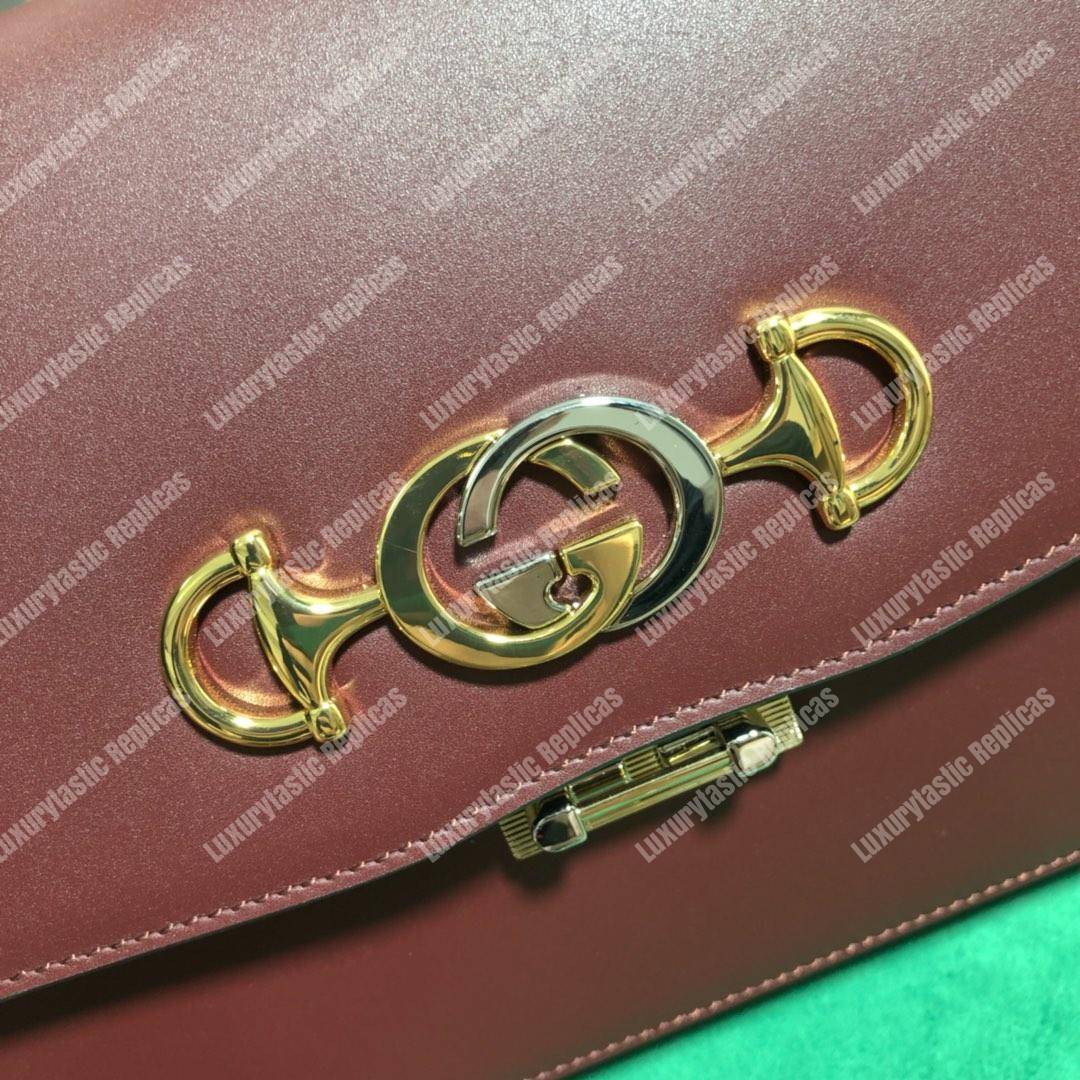 G*u*i zumi smooth leather small shoulder bag burgundy