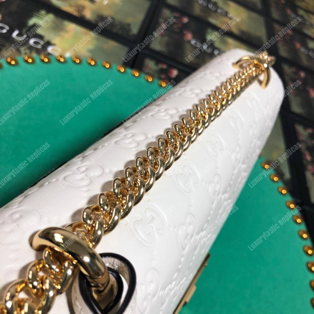 G*u*i padlock medium signature shoulder bag white