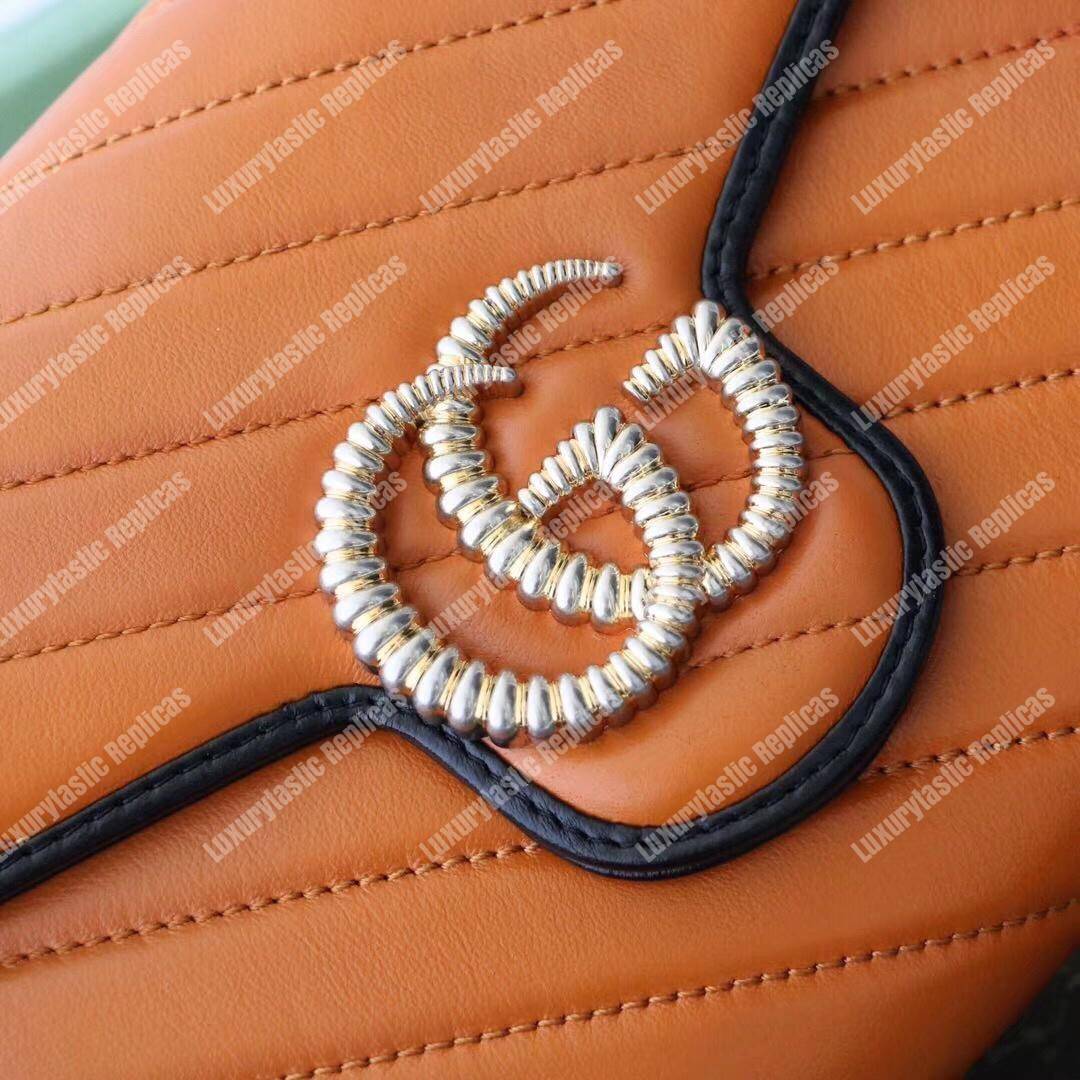 G*u*i gg marmont quilted shoulder bag cognac