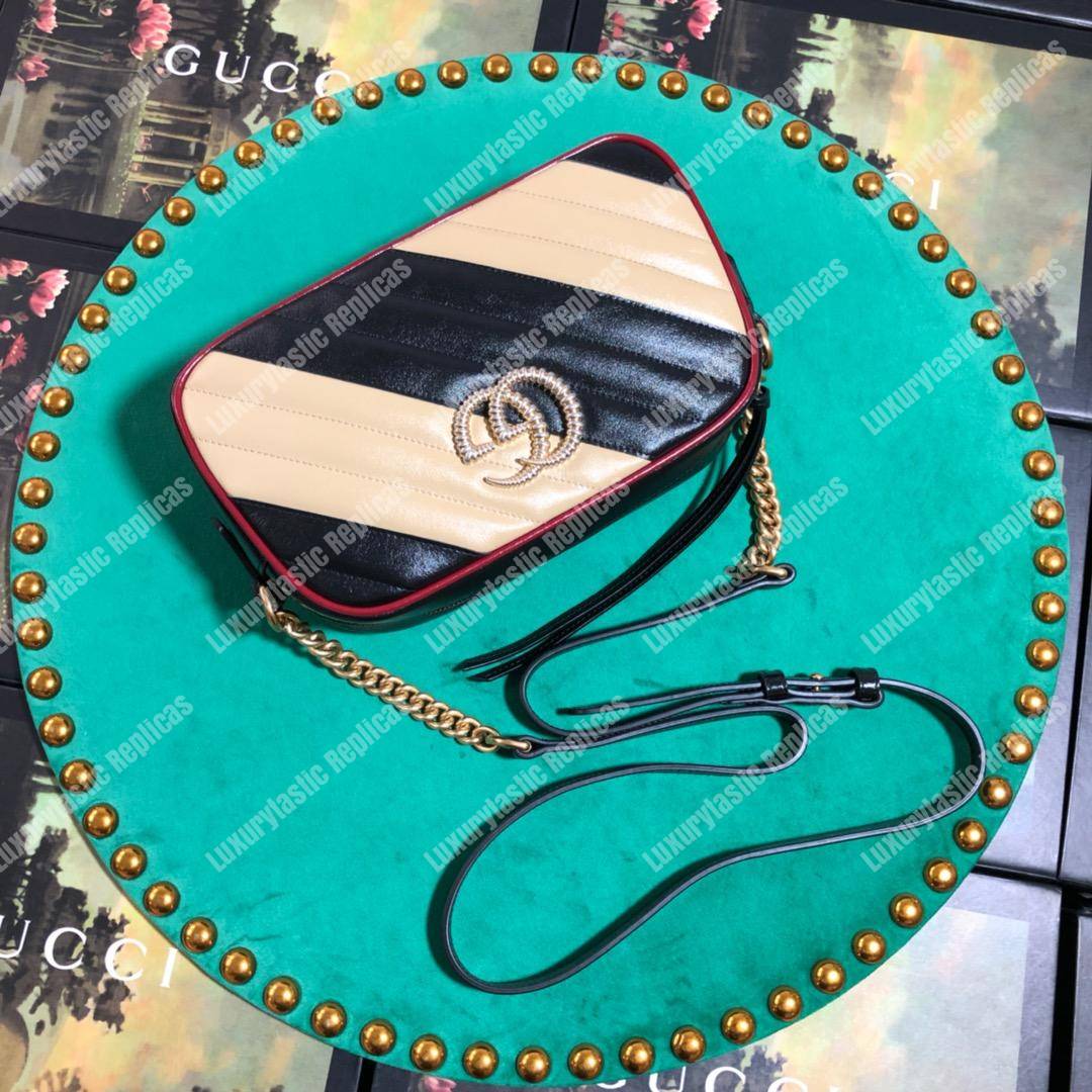 G*u*i gg marmont matelassé small shoulder bag black beige