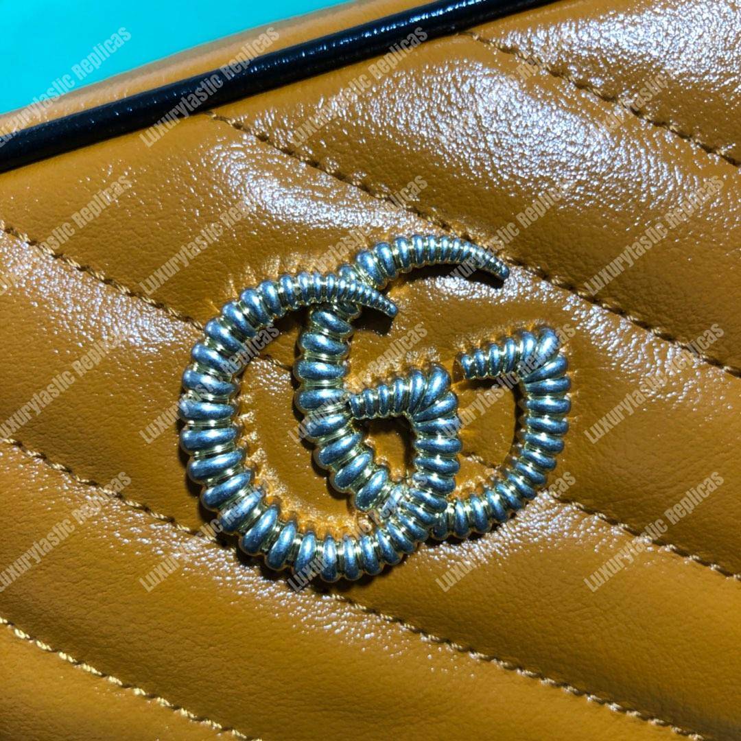 G*u*i gg marmont matelassé mini bag cognac