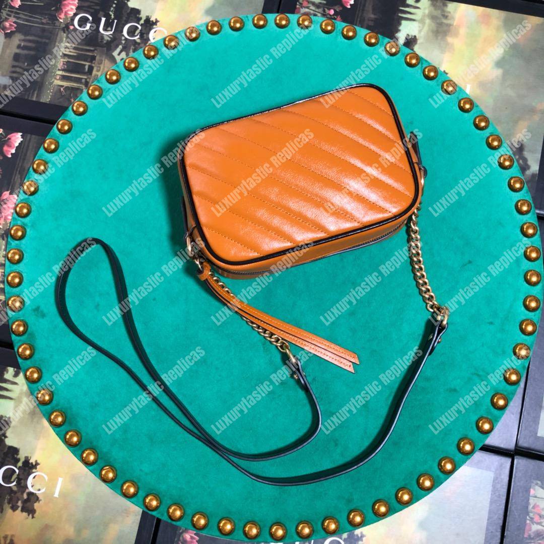 G*u*i gg marmont matelassé mini bag cognac