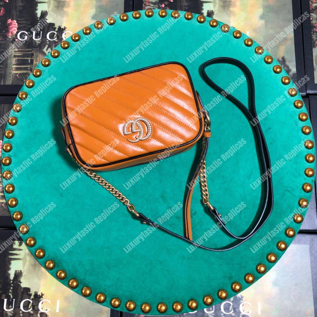 G*u*i gg marmont matelassé mini bag cognac