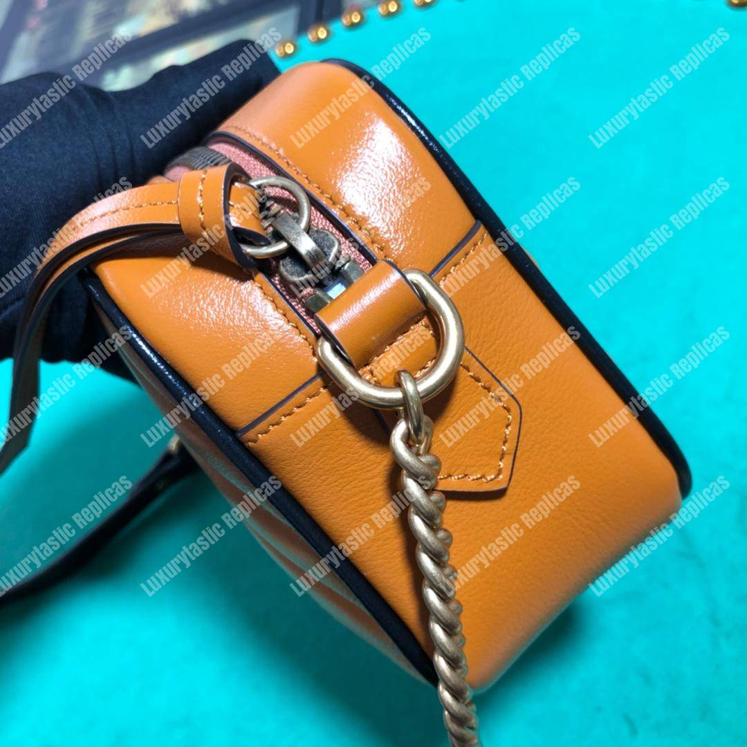 G*u*i gg marmont matelassé mini bag cognac
