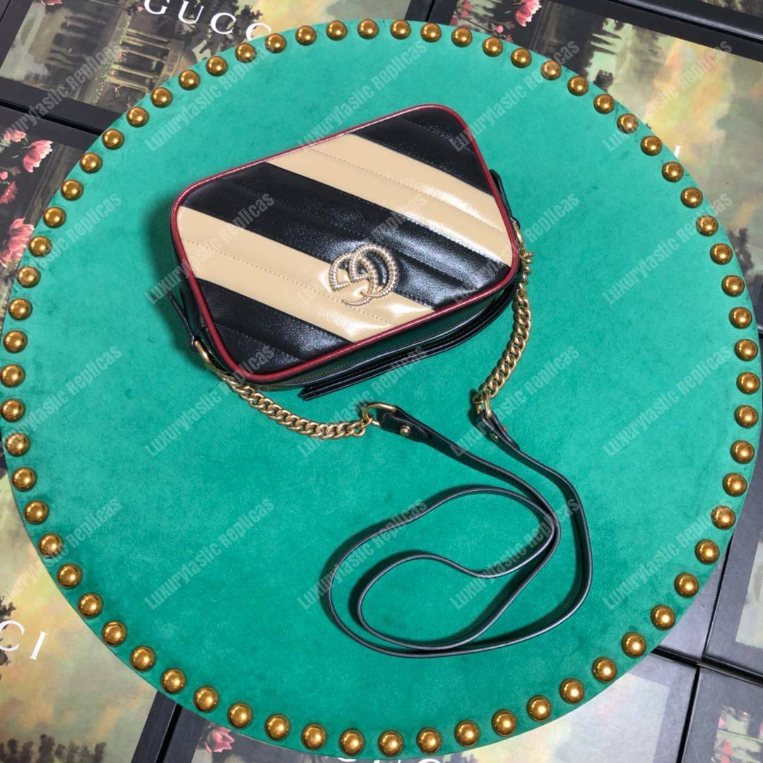 G*u*i gg marmont matelassé mini bag black beige