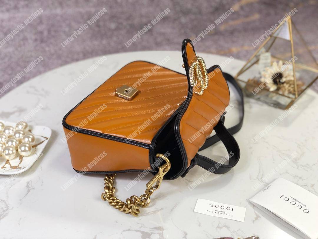 G*u*i gg marmont mini top handle bag cognac matelassé