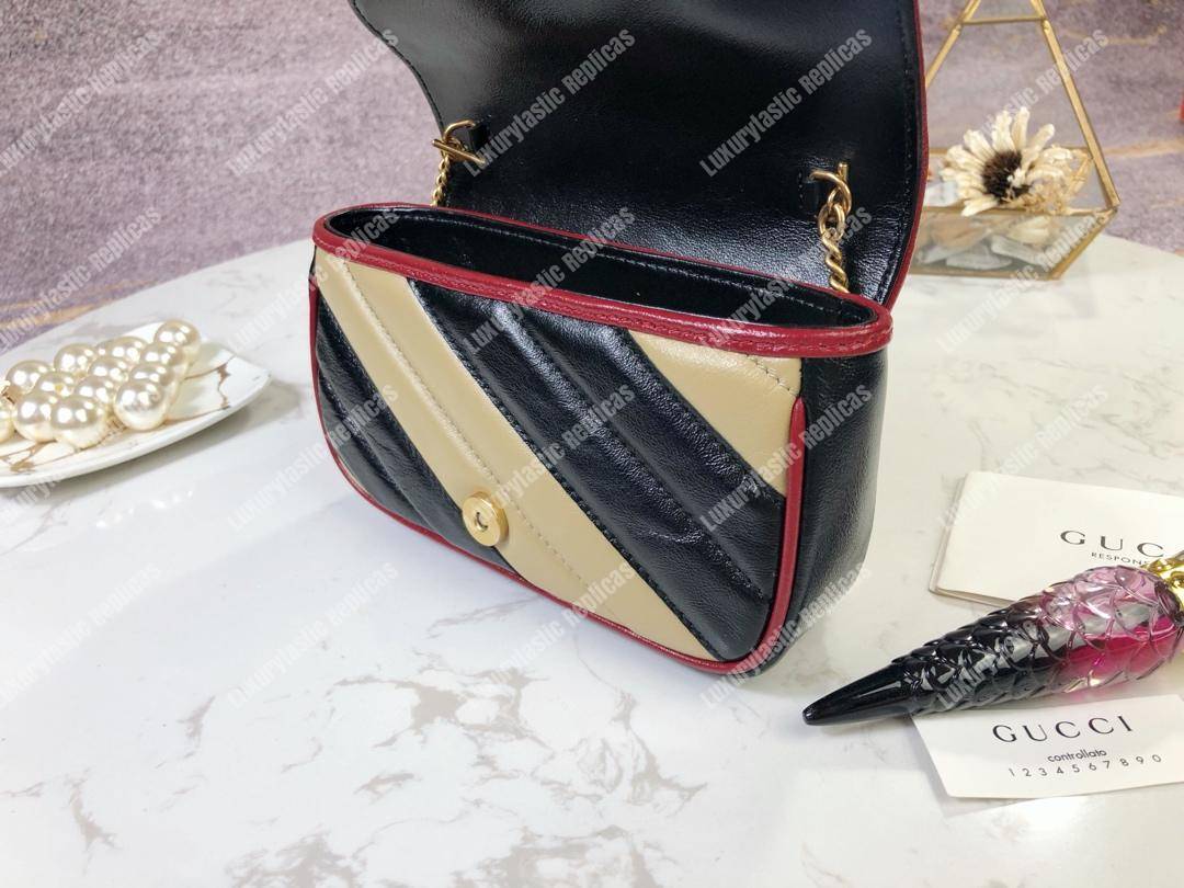 G*u*i gg marmont super mini bag beige black matelassé