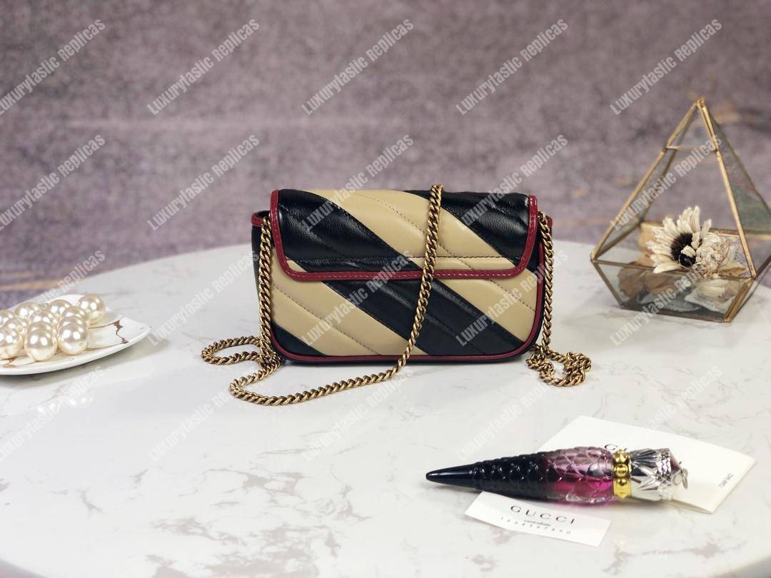 G*u*i gg marmont super mini bag beige black matelassé