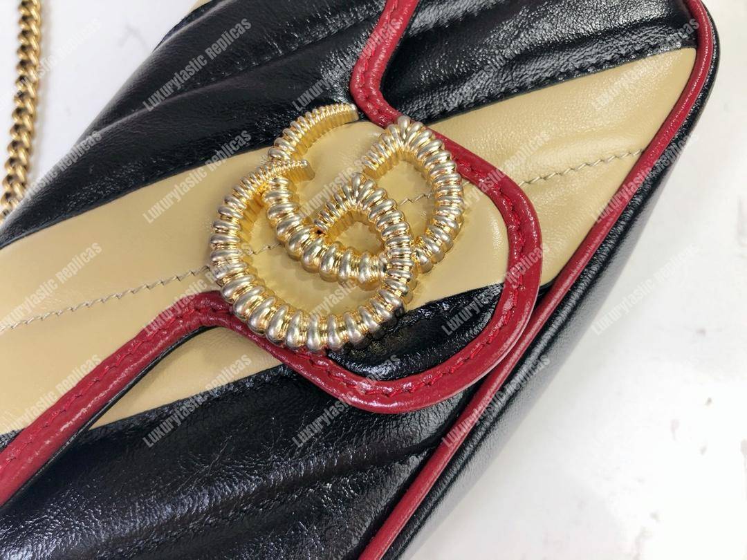 G*u*i gg marmont super mini bag beige black matelassé