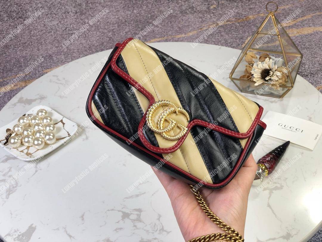 G*u*i gg marmont super mini bag beige black matelassé