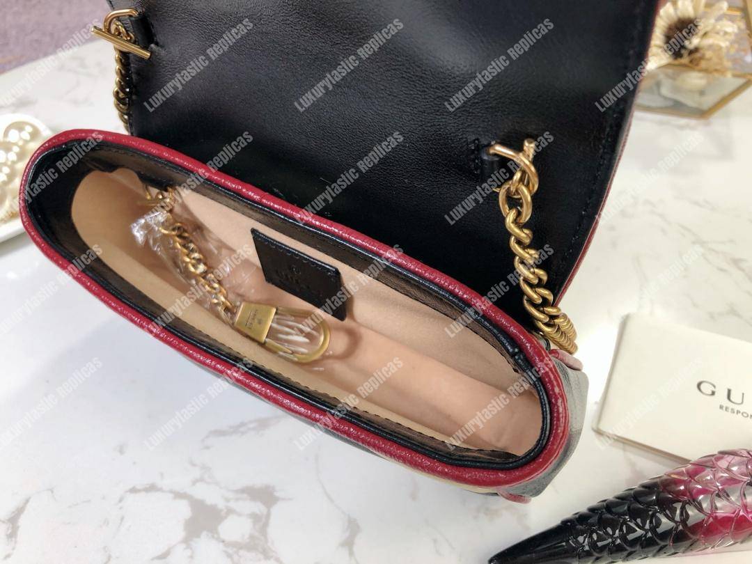 G*u*i gg marmont super mini bag beige black matelassé