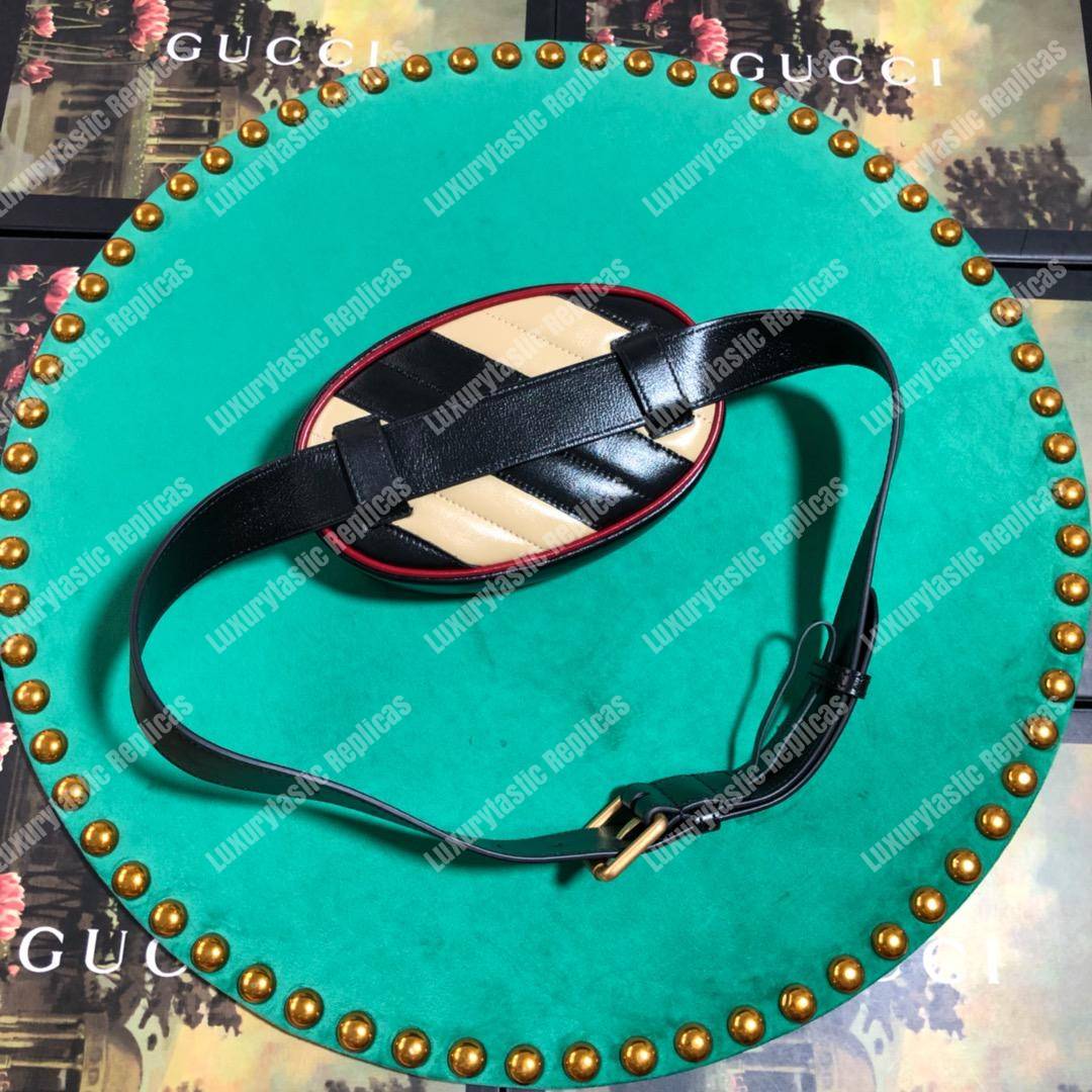 G*u*i gg marmont black beige matelassé leather belt bag