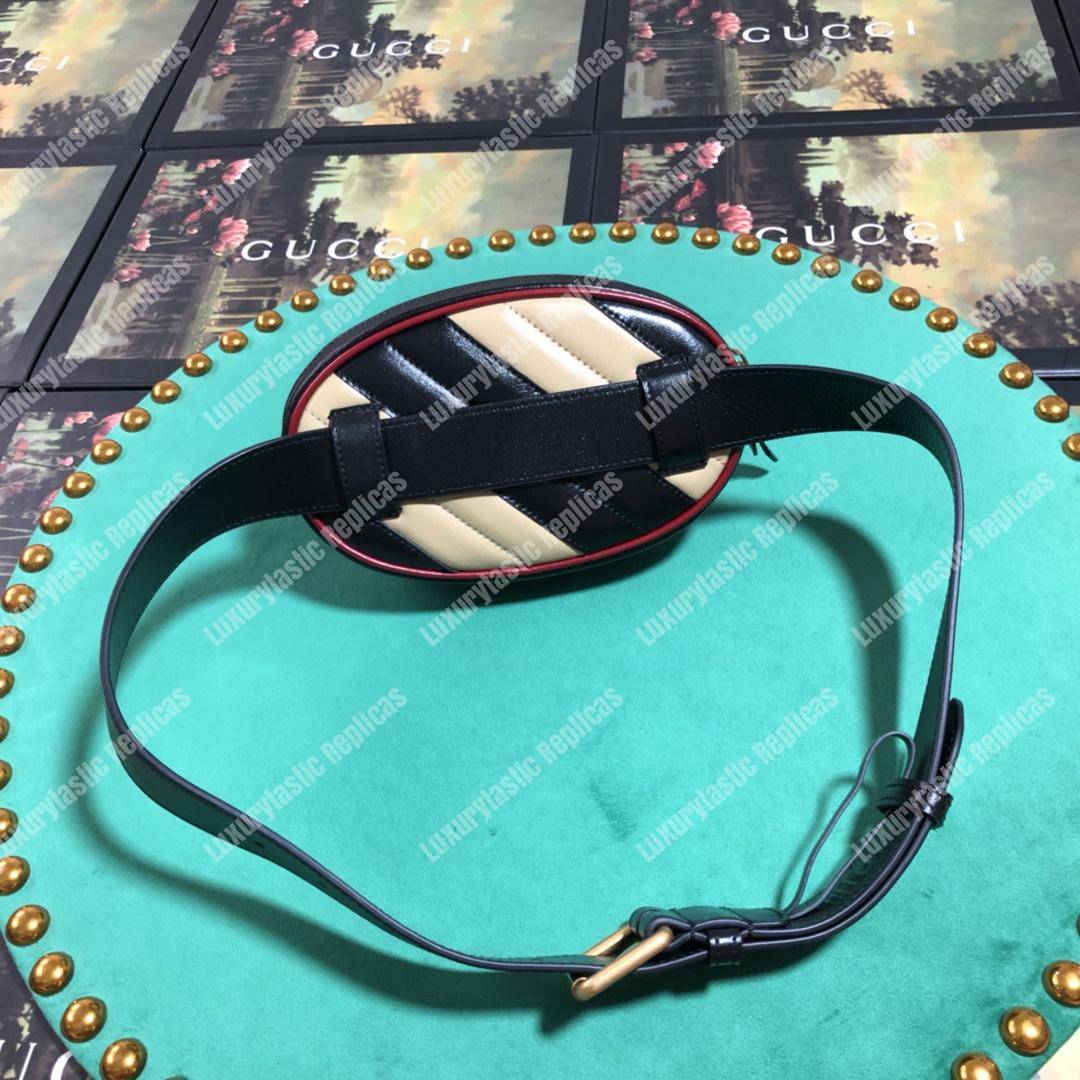 G*u*i gg marmont black beige matelassé leather belt bag