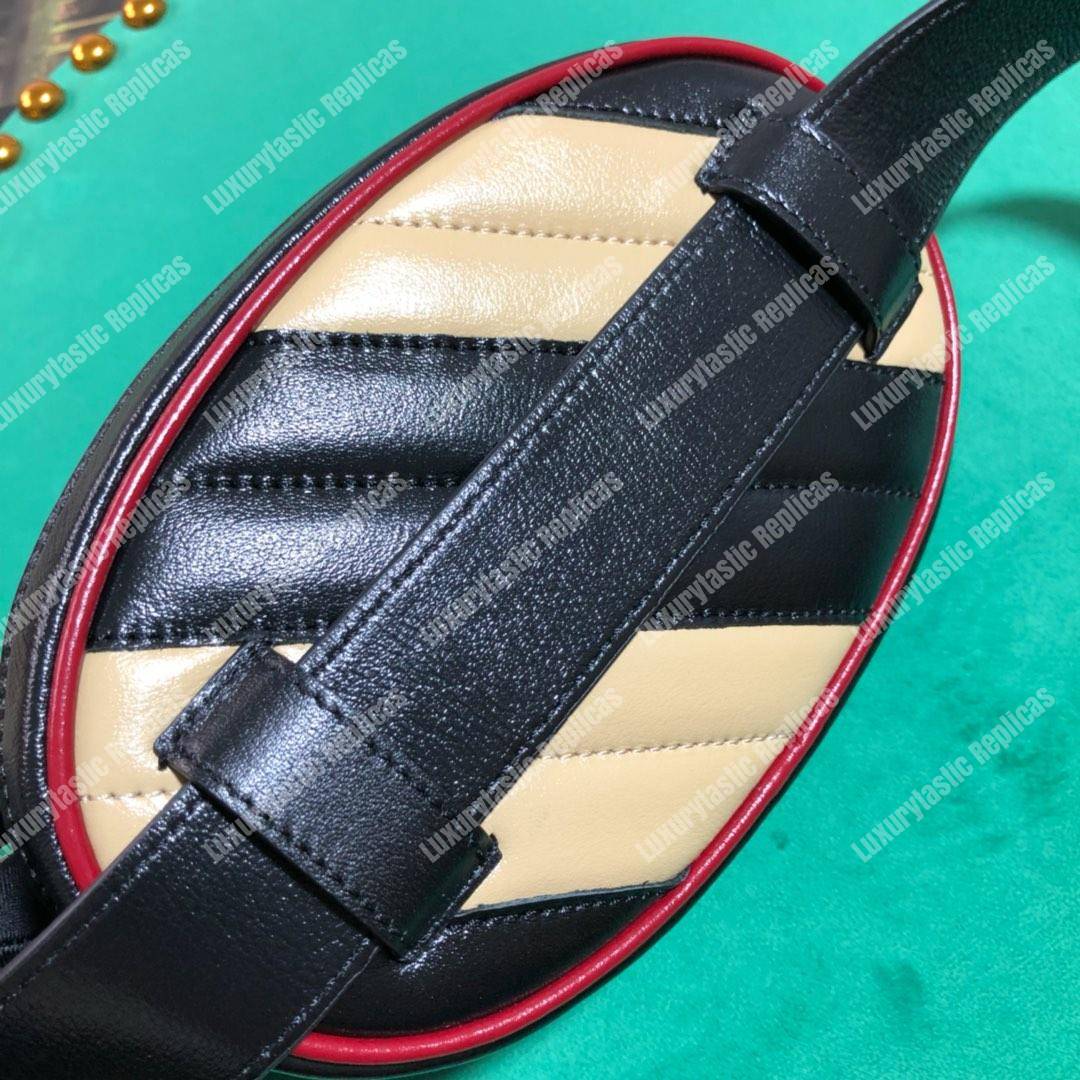 G*u*i gg marmont black beige matelassé leather belt bag