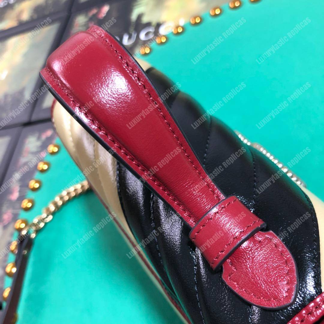 G*u*i gg marmont mini top handle bag beige black matelassé