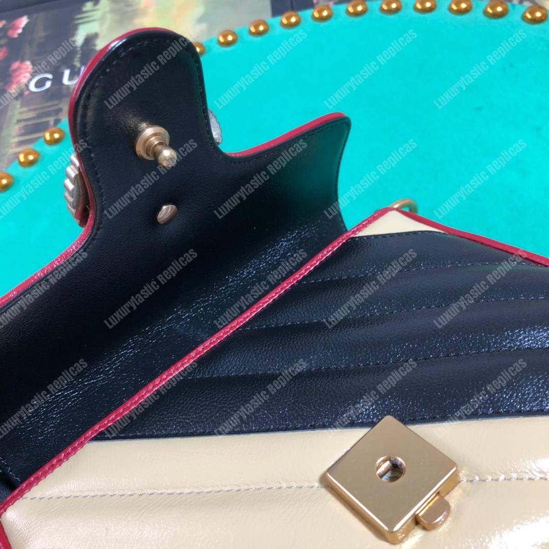 G*u*i gg marmont mini top handle bag beige black matelassé