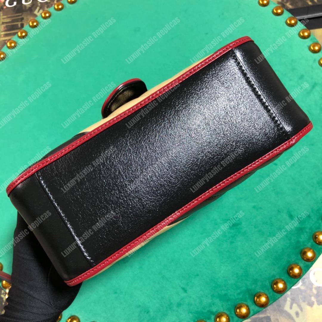 G*u*i gg marmont mini top handle bag beige black matelassé