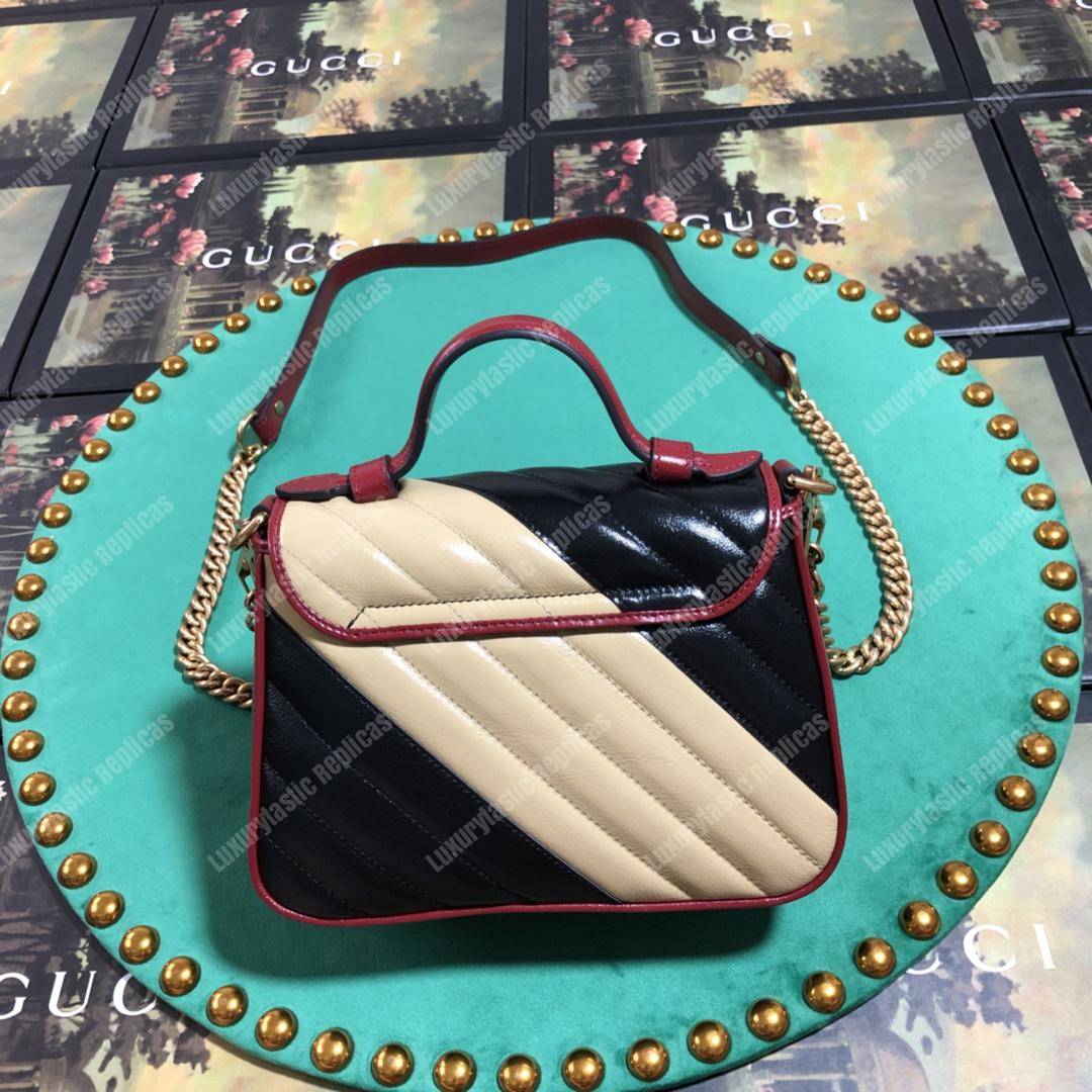 G*u*i gg marmont mini top handle bag beige black matelassé