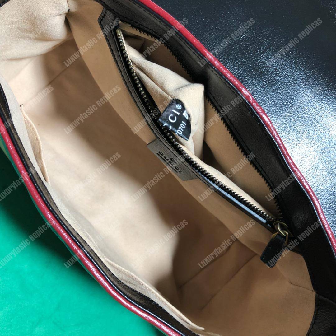 G*u*i gg marmont small top handle bag black beige matelassé