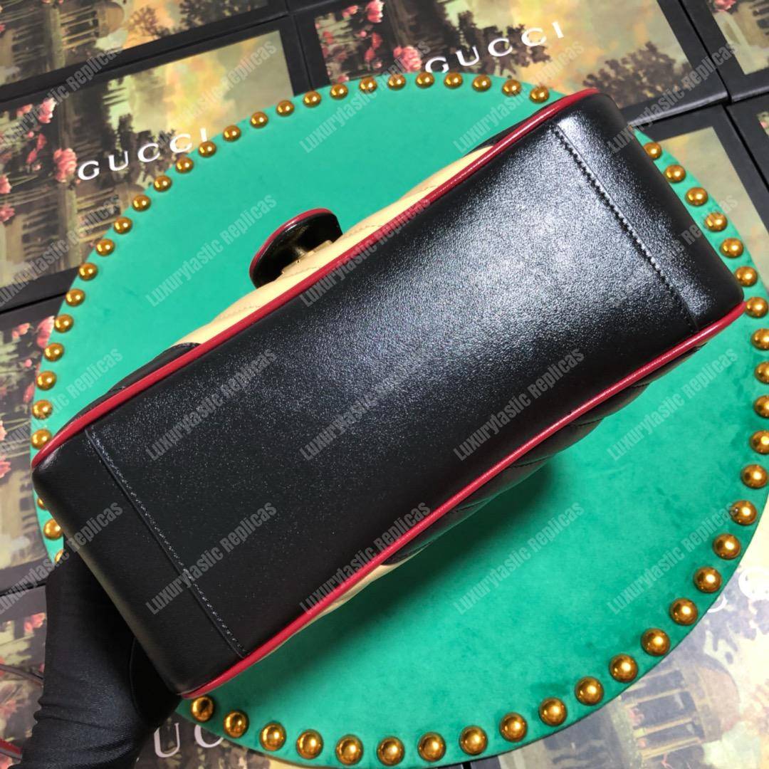 G*u*i gg marmont small top handle bag black beige matelassé