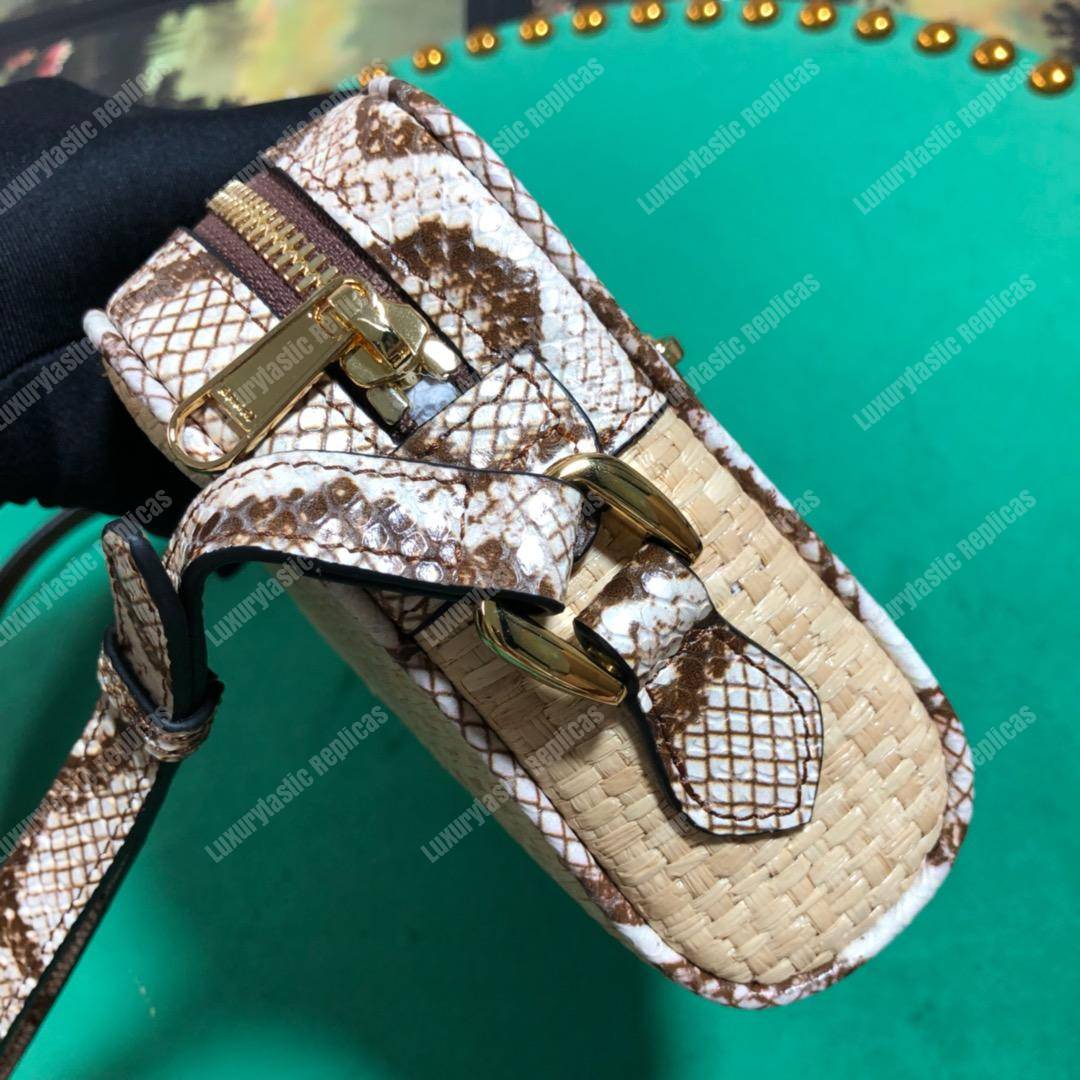 G*u*i online exclusive ophidia mini bag cream & brown snakeskin trim