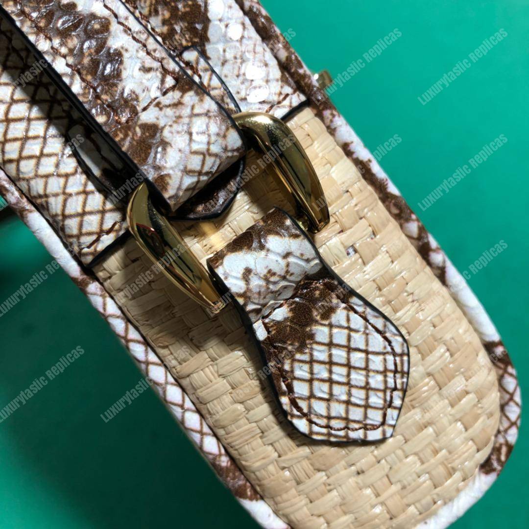 G*u*i online exclusive ophidia mini bag cream & brown snakeskin trim