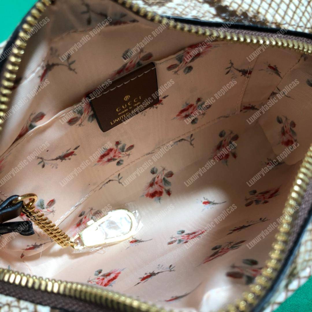 G*u*i online exclusive ophidia mini bag cream & brown snakeskin trim