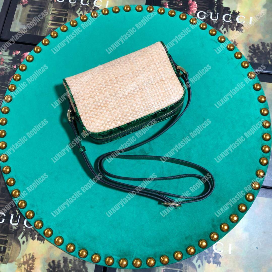 G*u*i online exclusive ophidia mini bag green snakeskin trim