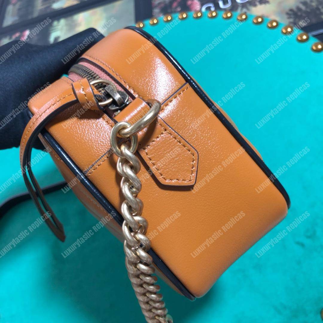 G*u*i gg marmont matelassé small shoulder bag cognac