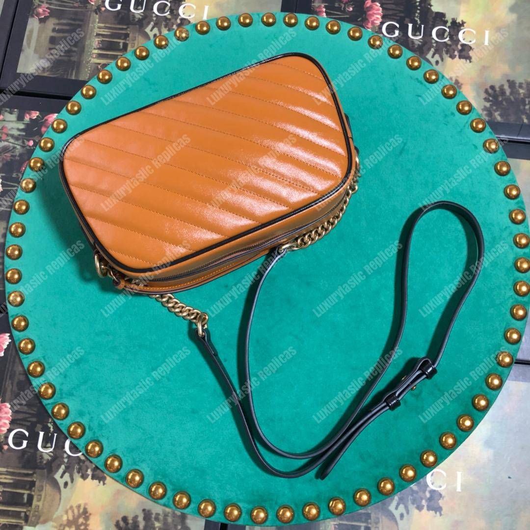 G*u*i gg marmont matelassé small shoulder bag cognac
