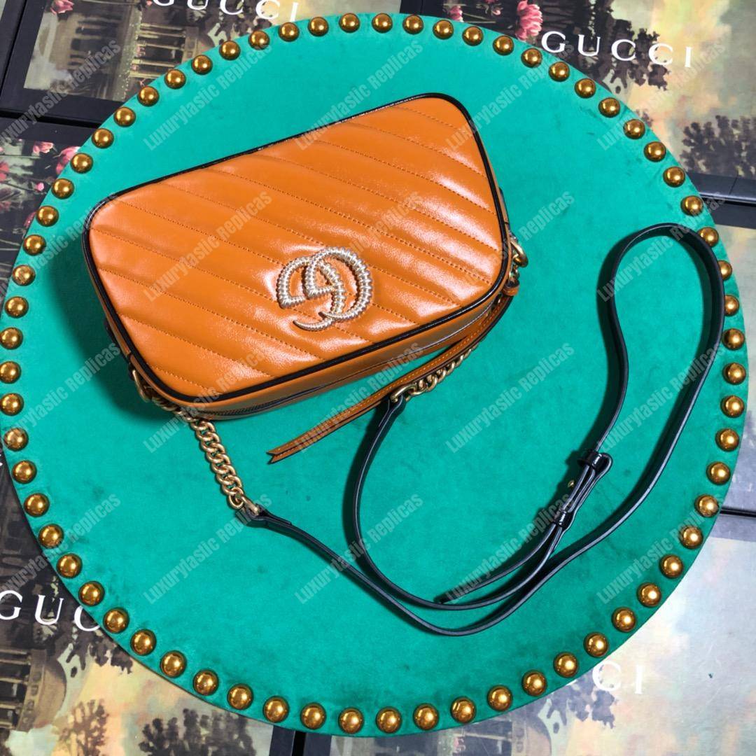G*u*i gg marmont matelassé small shoulder bag cognac