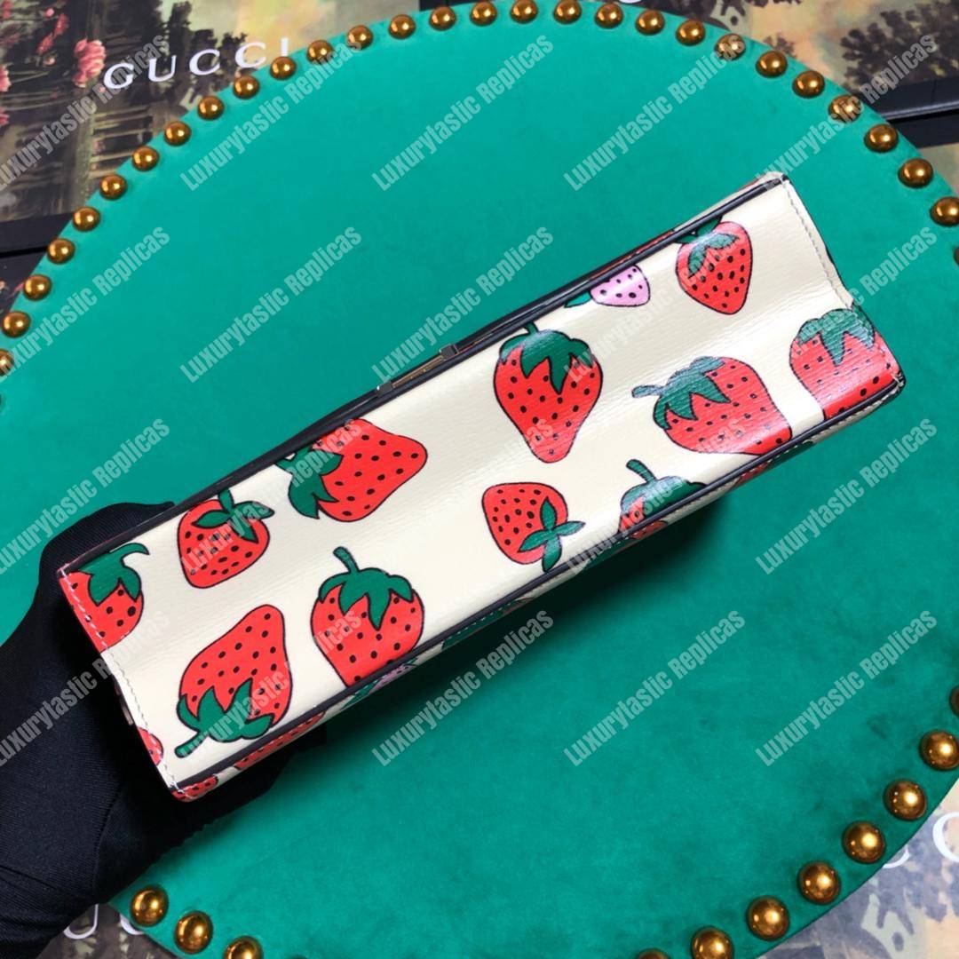 G*u*i zumi strawberry print leather small shoulder bag