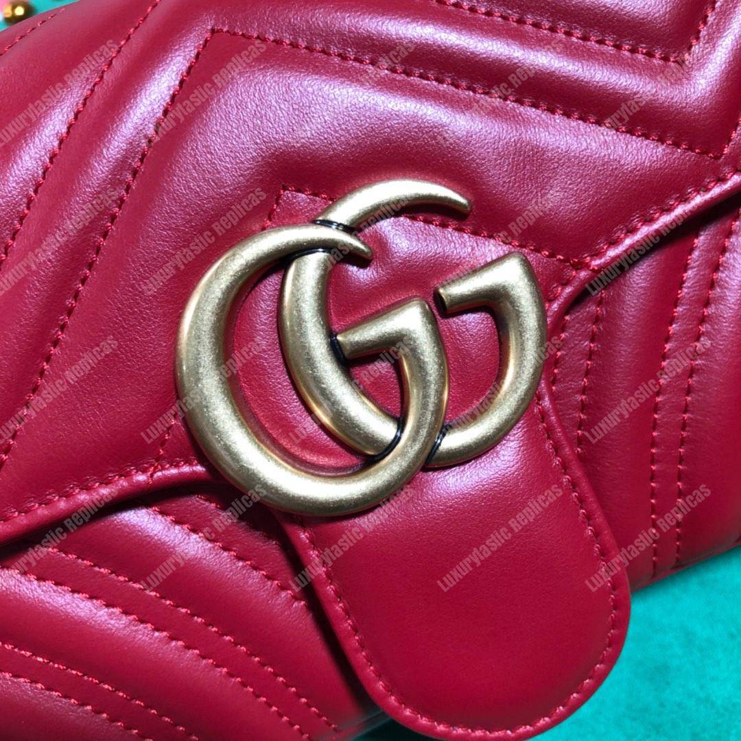G*u*i gg marmont matelassé mini bag red