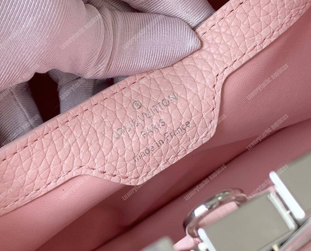 LV Capucines PM Handbag Taurillon Leather Pink/Navy Blue