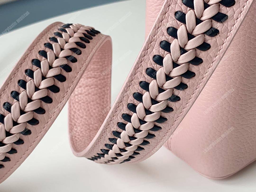 LV Capucines PM Handbag Taurillon Leather Pink/Navy Blue