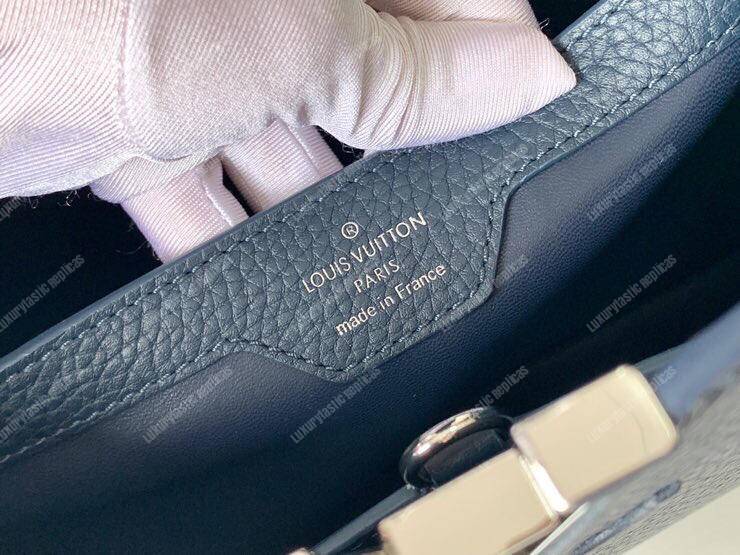 LV Capucines PM Handbag Taurillon Leather Navy Blue/Pivoine