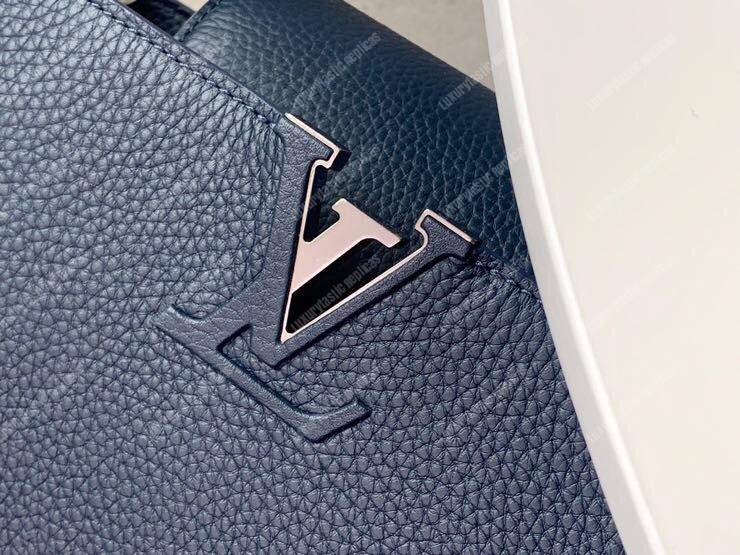 LV Capucines PM Handbag Taurillon Leather Navy Blue/Pivoine