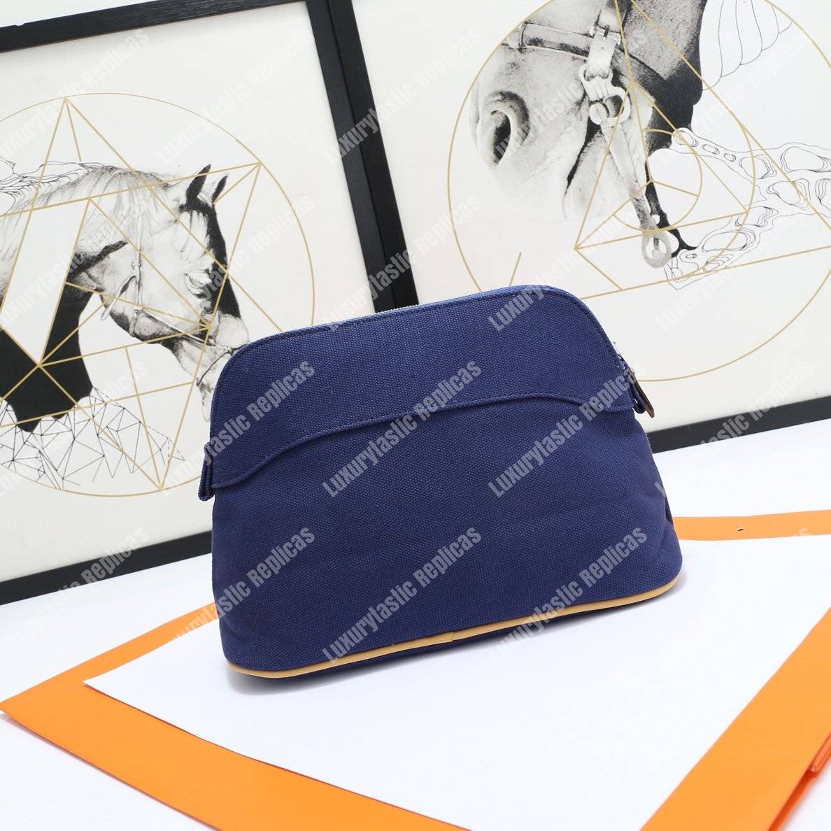 H**mes bolide travel case medium model navy blue