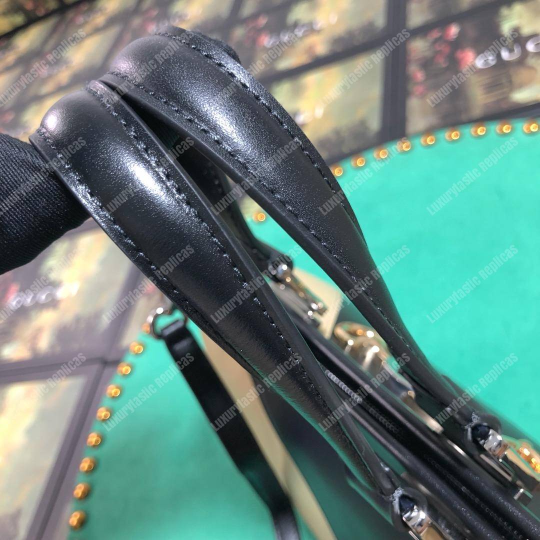 G*u*i zumi diagonal stripe small top handle bag black beige