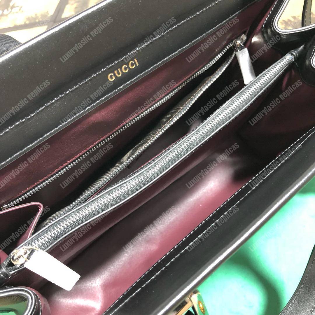 G*u*i zumi diagonal stripe medium top handle bag black beige